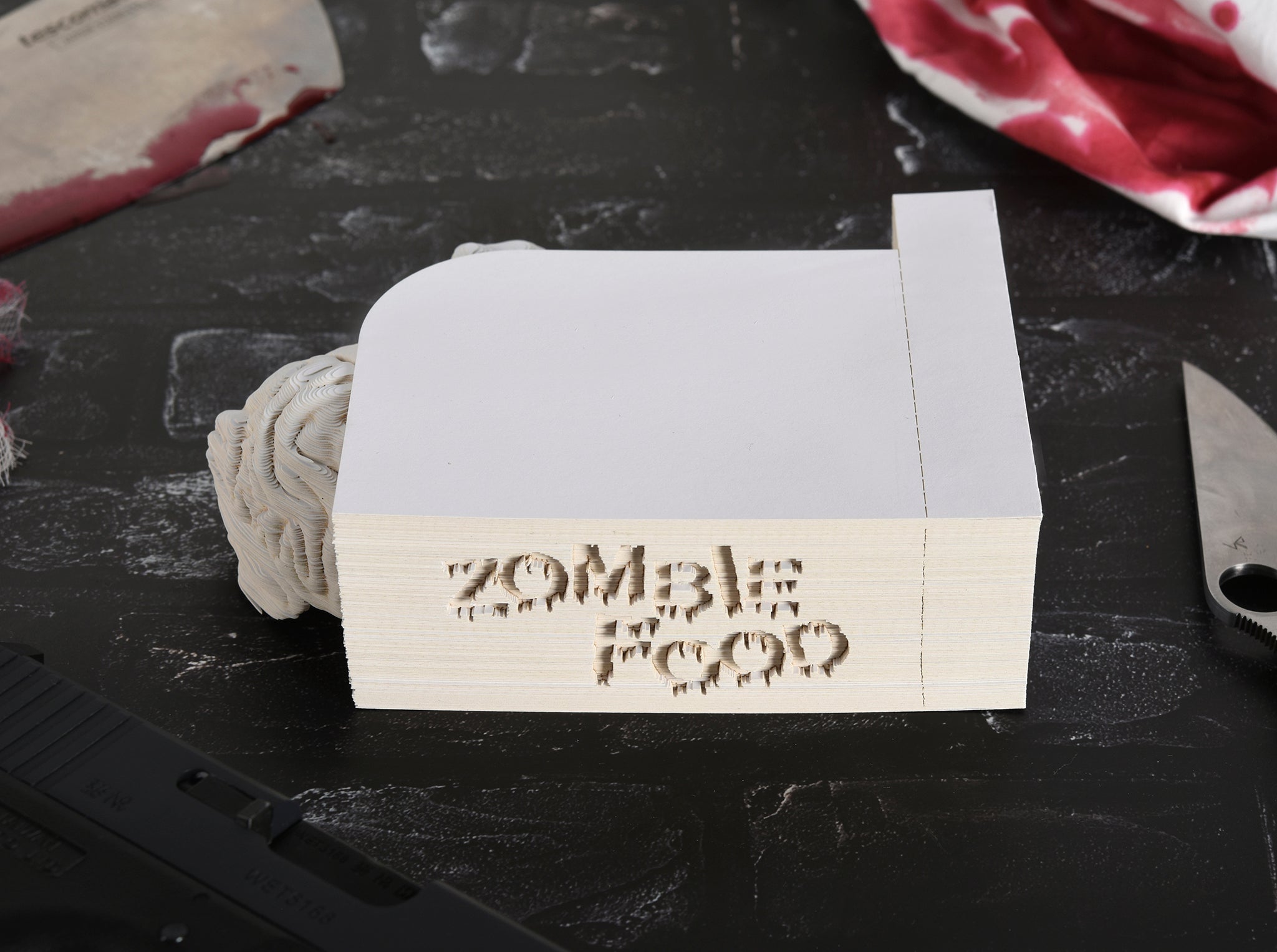 3D note cube "Zombie food" White